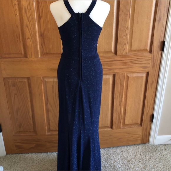 Navy sparkly halter prom dress - Picture 5 of 16